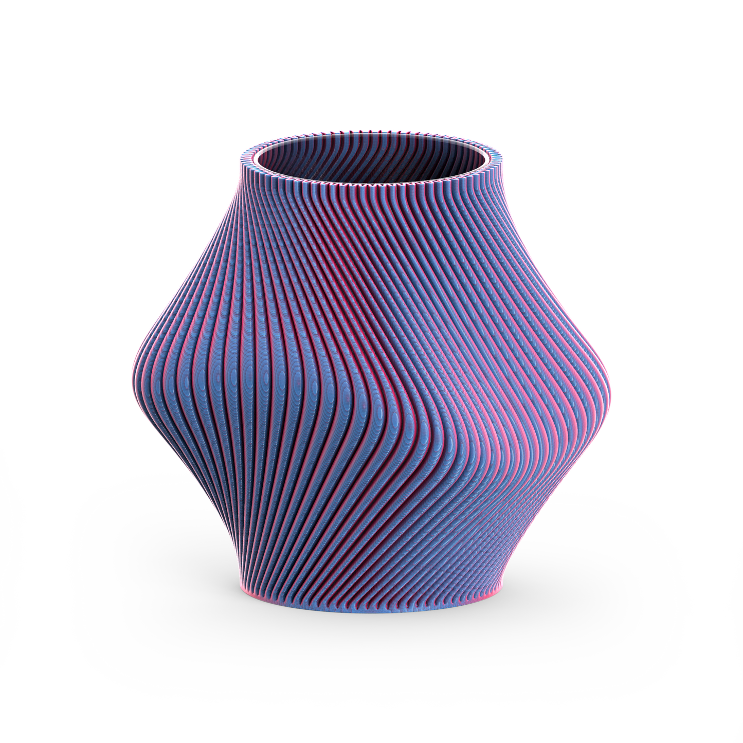 An abstract-shaped 3D printed short vase.
