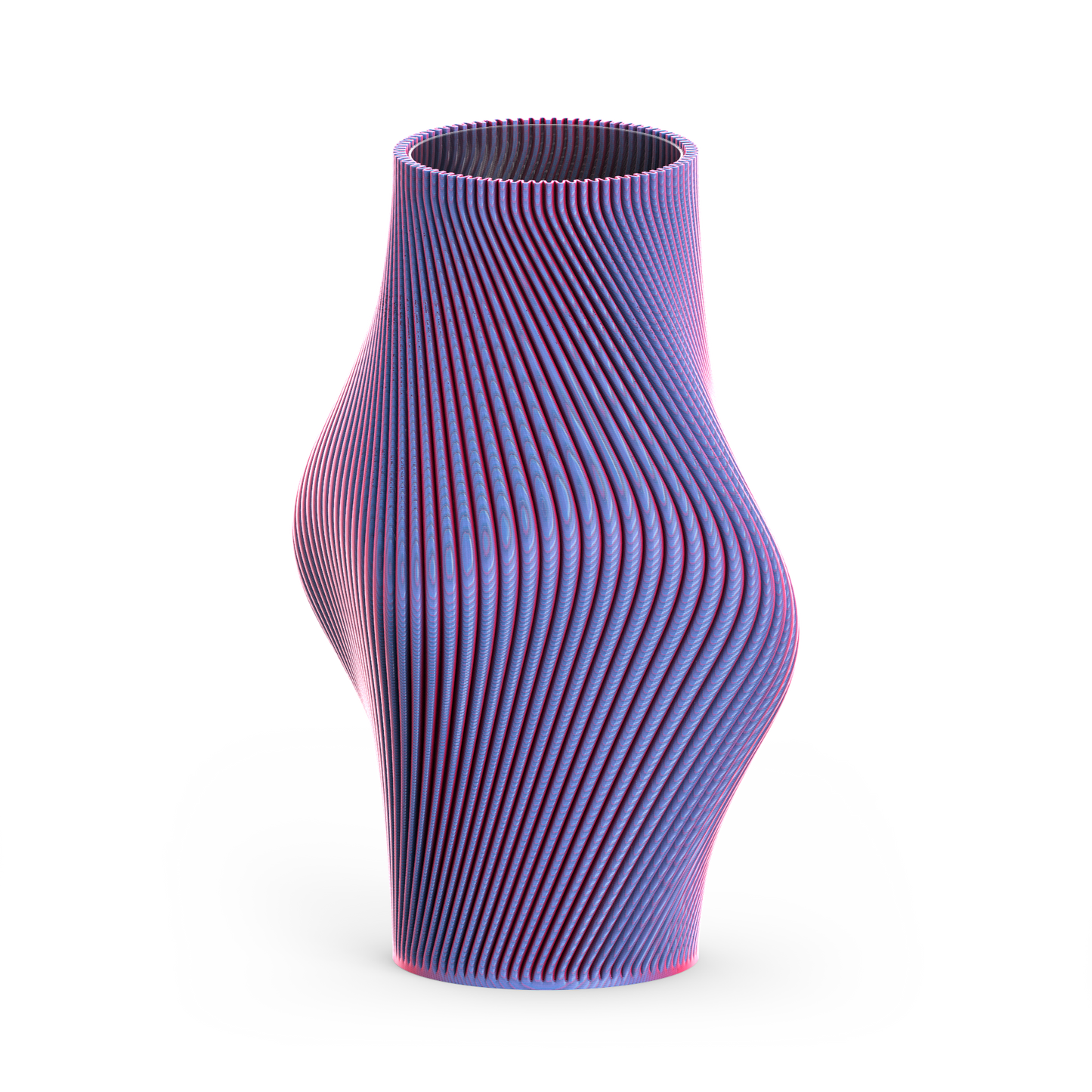 An abstract-shaped 3D printed long vase.