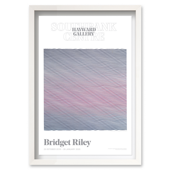 Bridget Riley poster "Cataract 3" displayed in a white frame