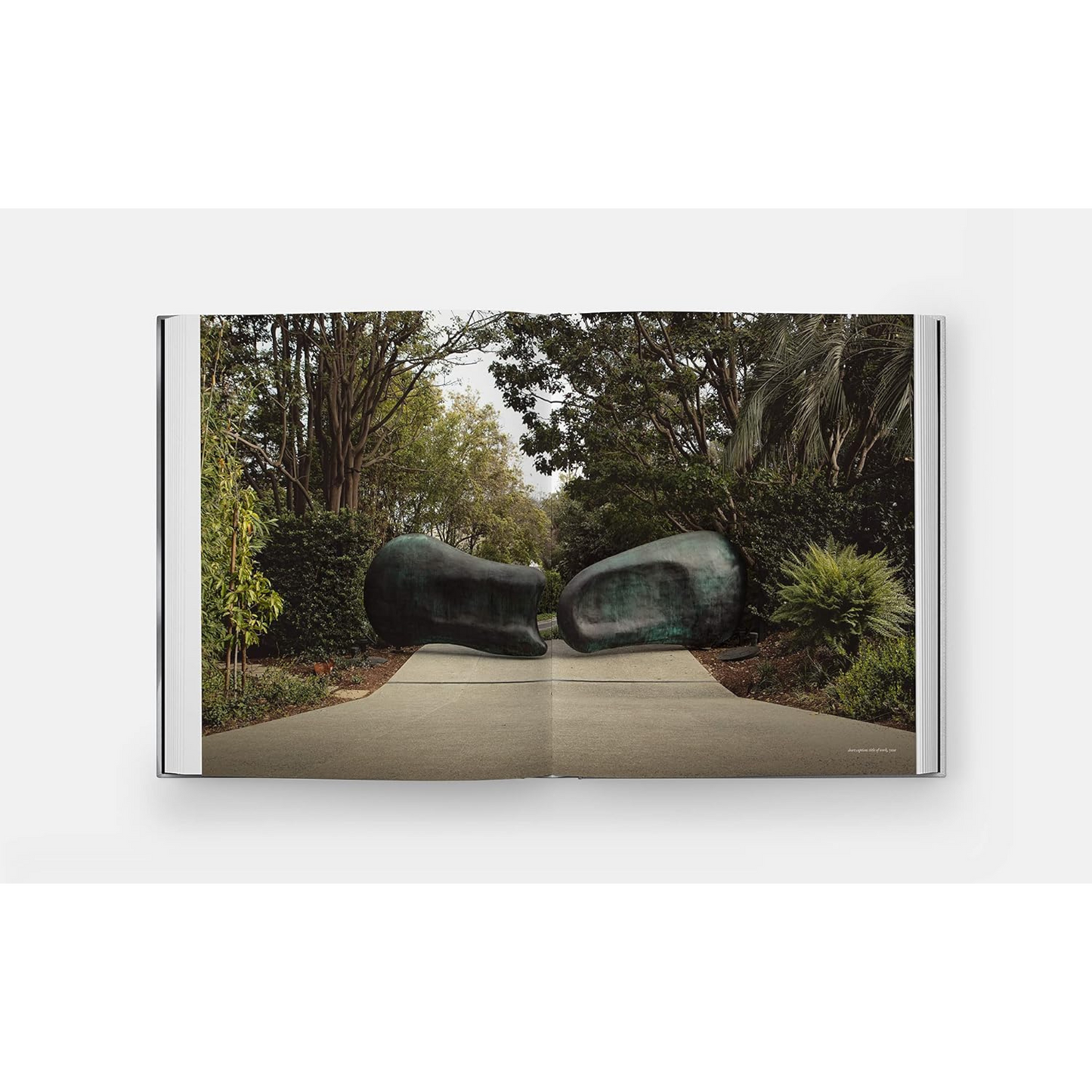 Internal double page spread of outdoor sculpture.