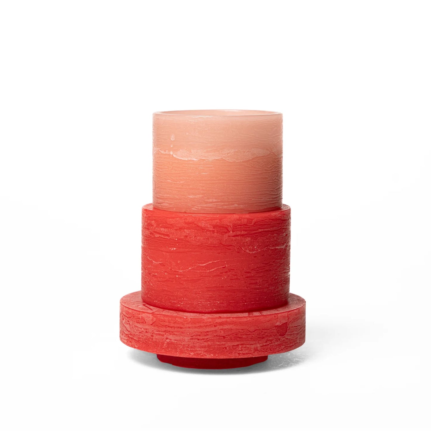 A red and pink 3-layered stacked candle