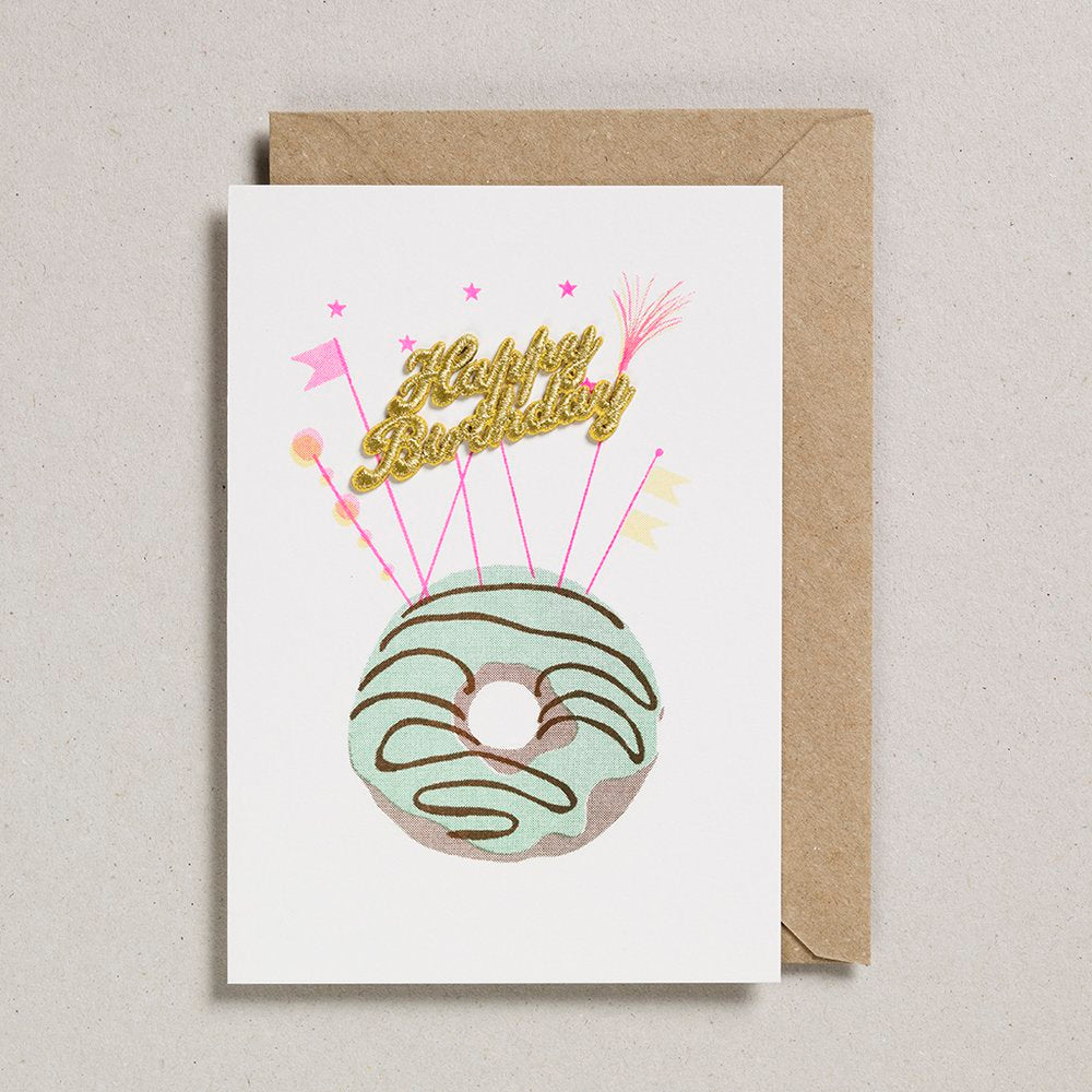 Mint Doughnut Happy Birthday Card