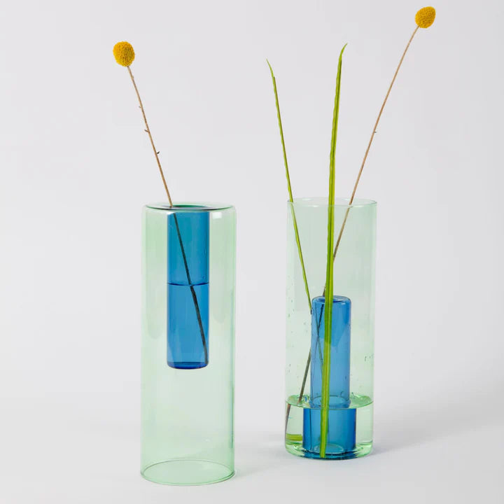 Reversible Glass Vase Green & Blue