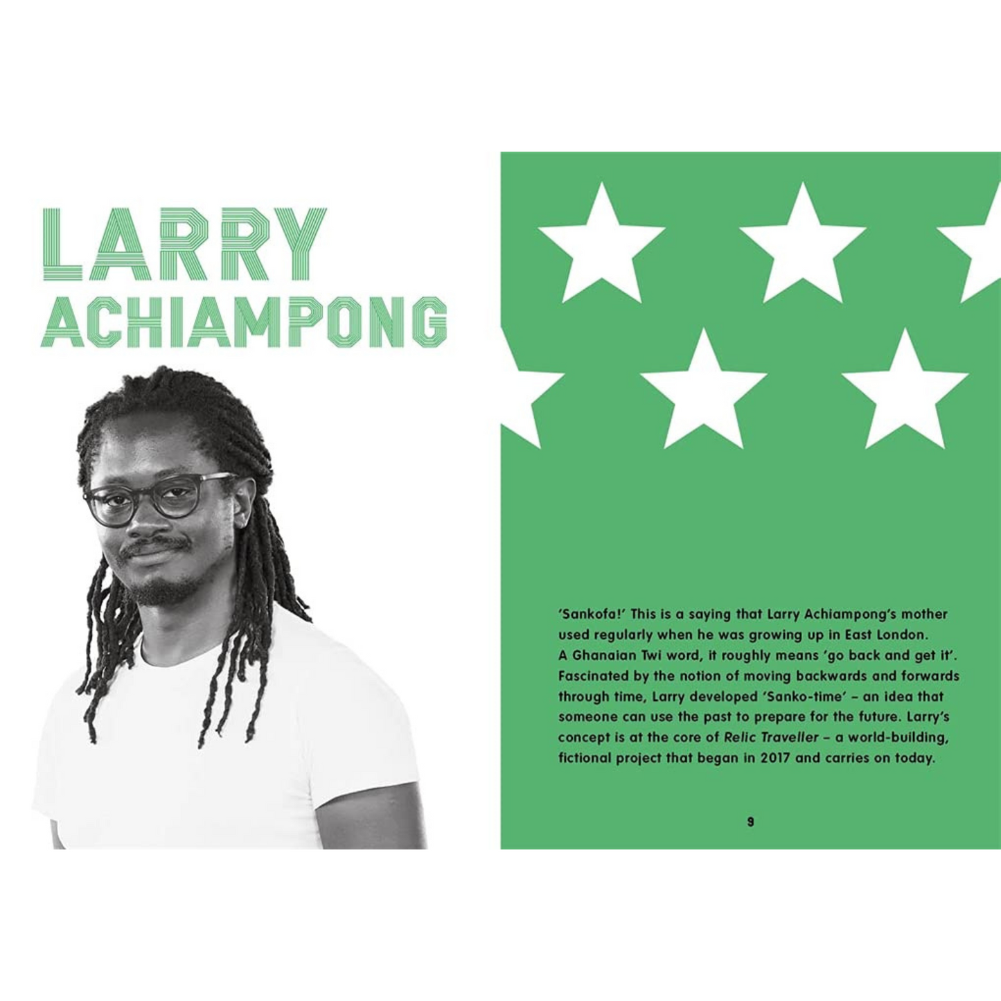 Internal double page spread featuring Larry Achiampong.