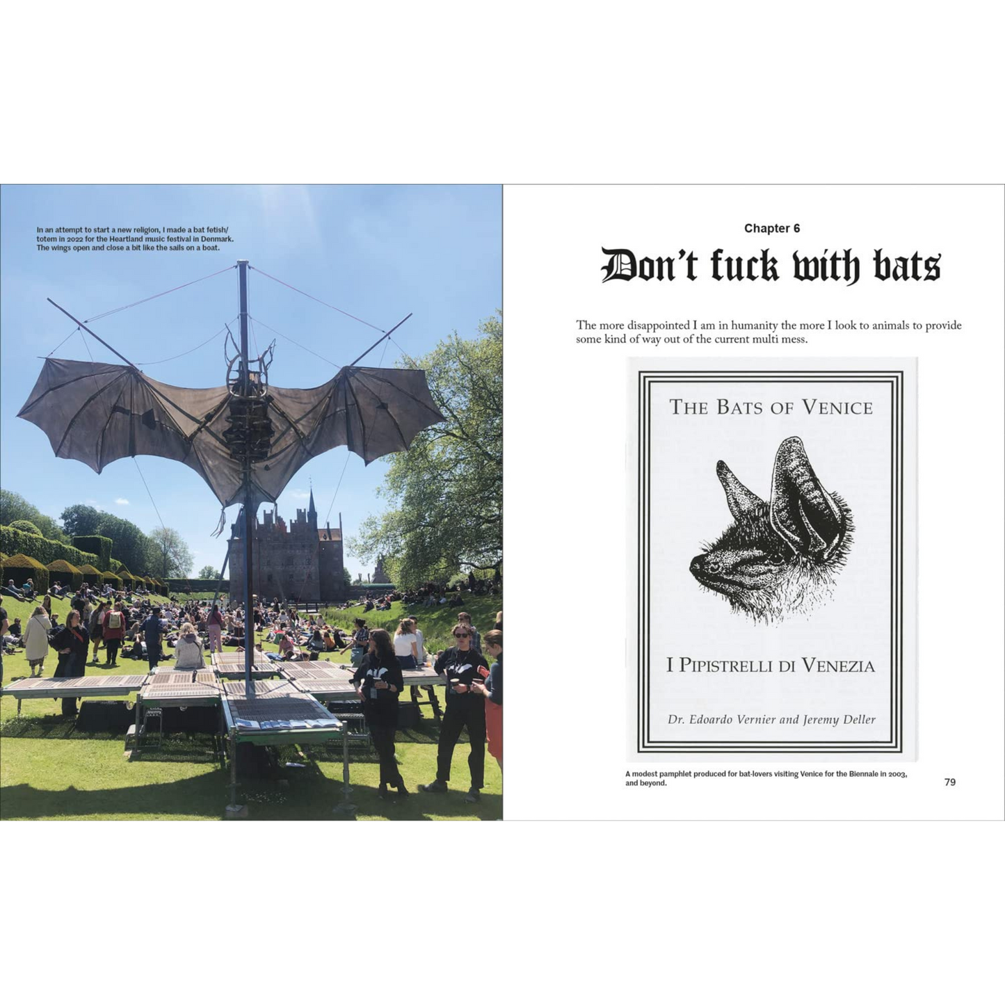 Internal page of Art is Magic featuring Deller's bats.