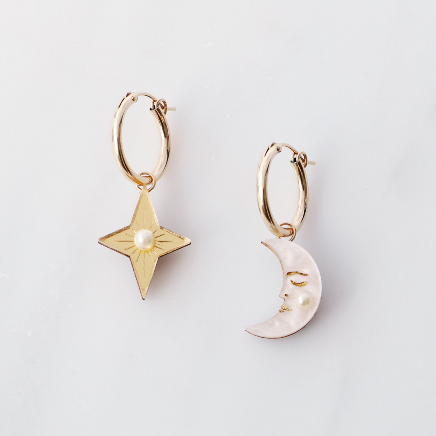 Moon & Star Hoop Earrings