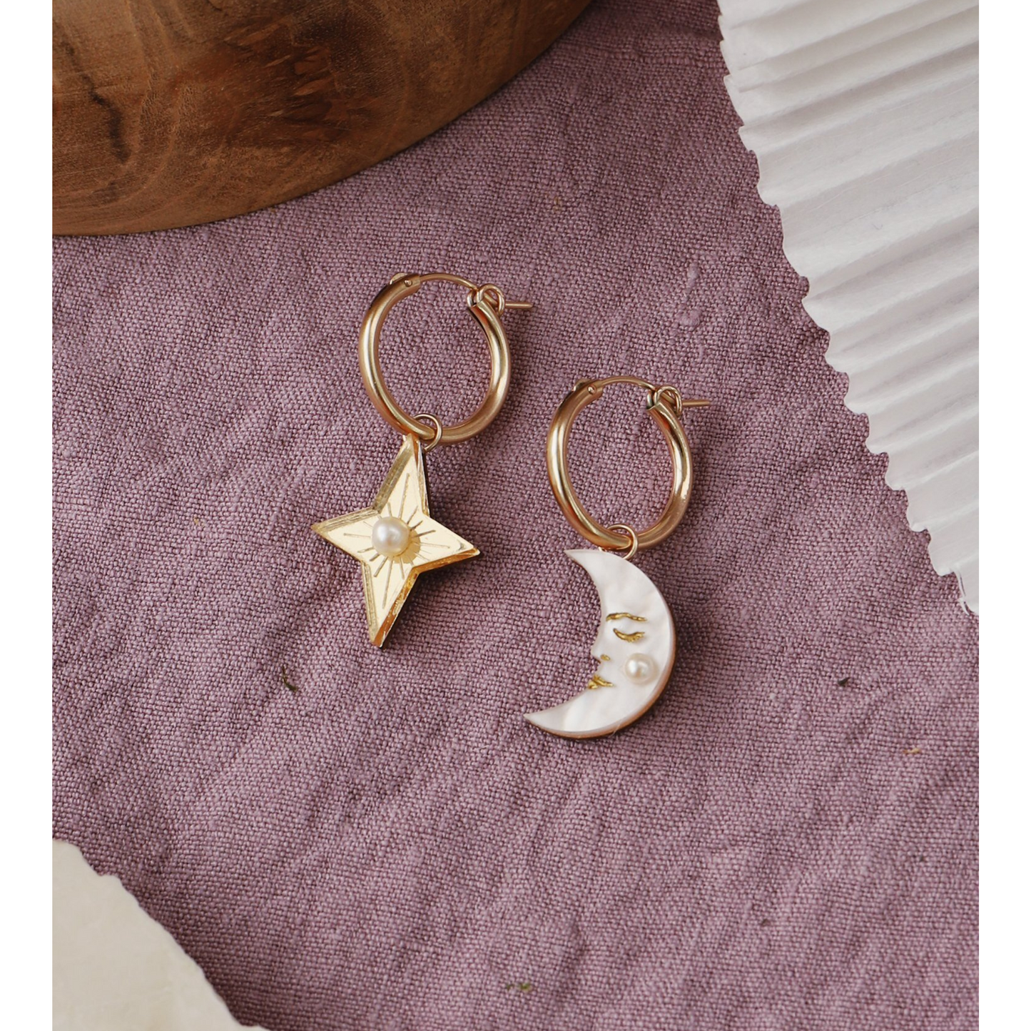 Moon & Star Hoop Earrings