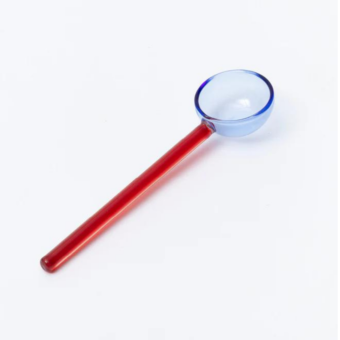 red and blue glass spoon.