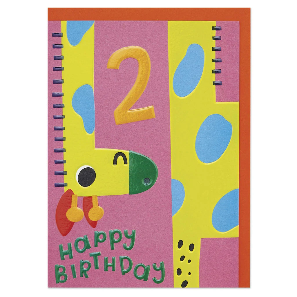 Giraffe Age Two Birthday Card