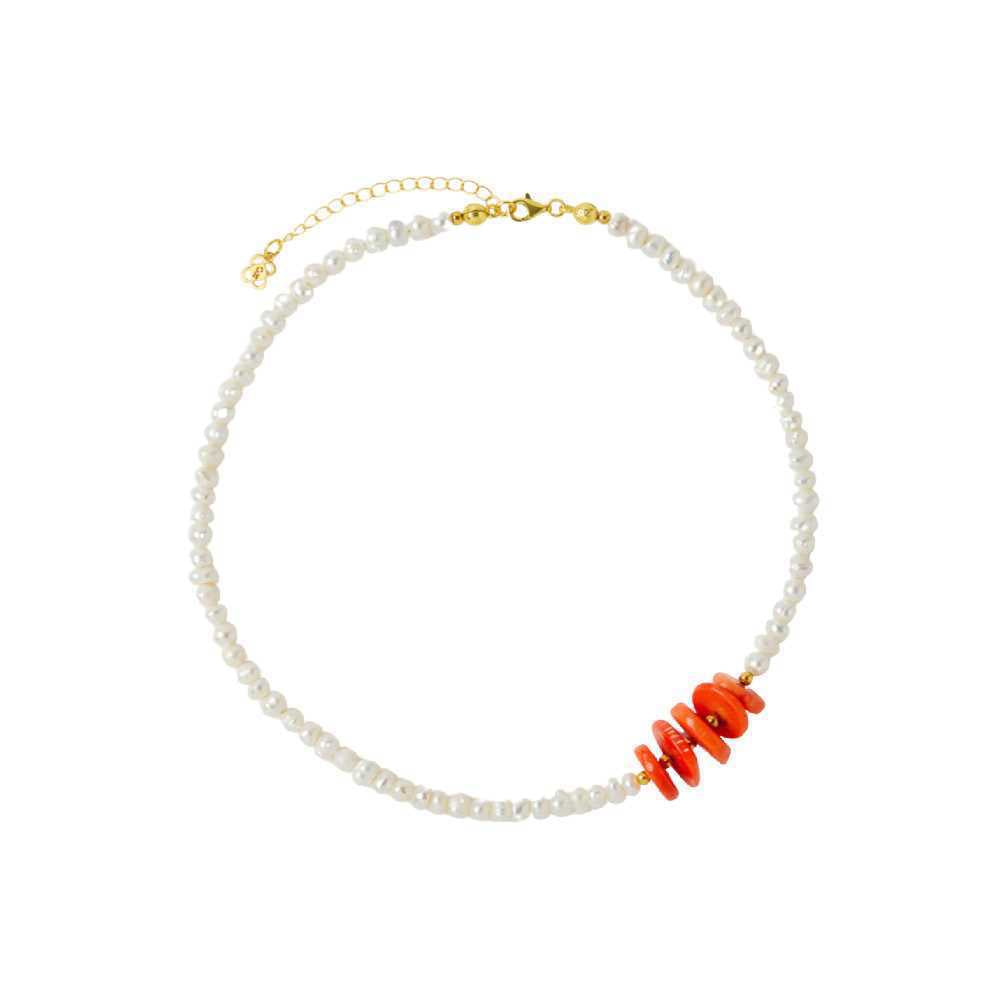 Adelina Pearl and Coral Necklace