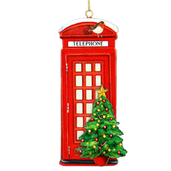 Load image into Gallery viewer, Telephone Box with Tree Wooden Decoration
