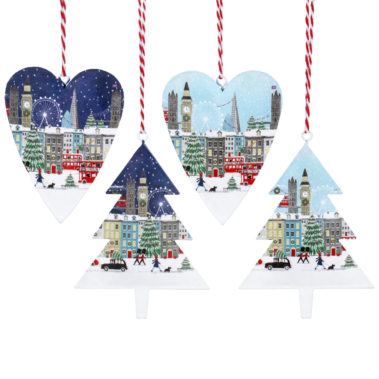 London Scene Tin Heart and Tree Decoration