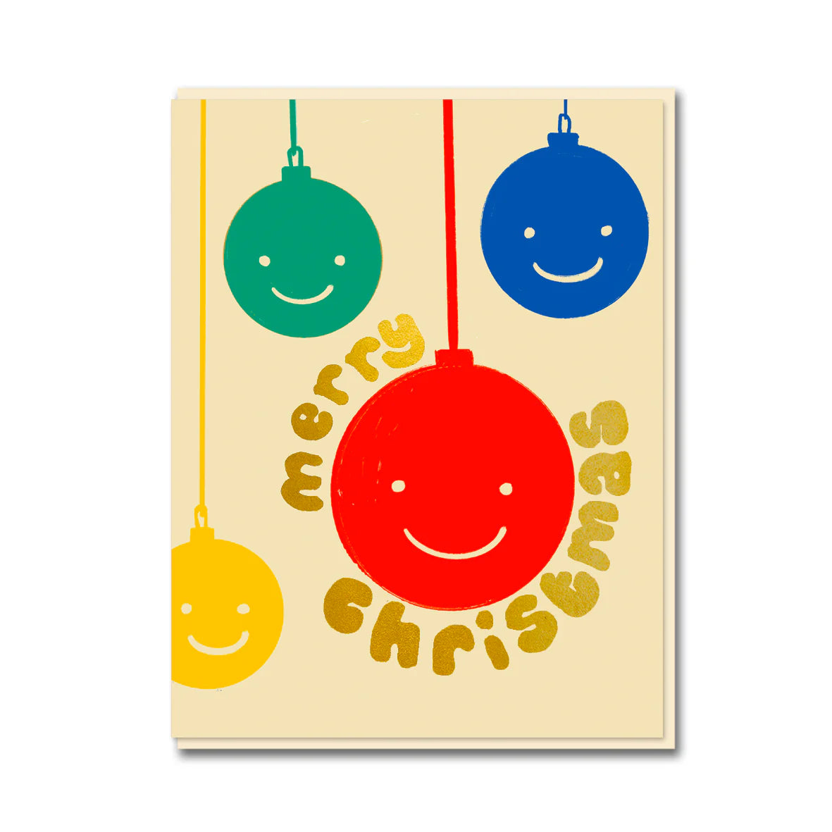 Smiling Baubles Christmas Card