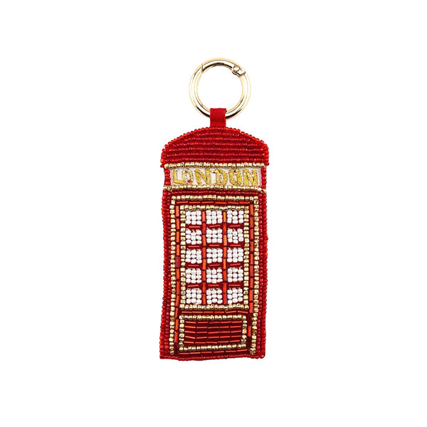 London Telephone Box Beaded Bag Charm