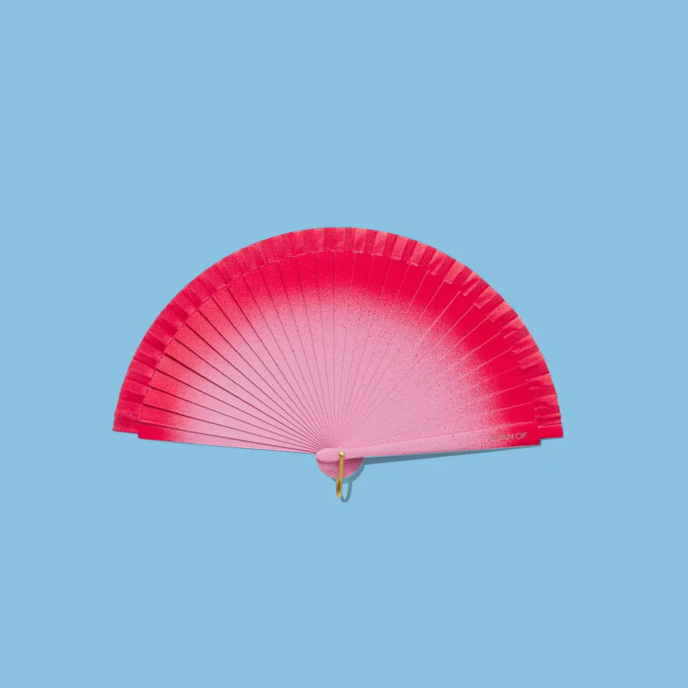 Red fan on a blue background