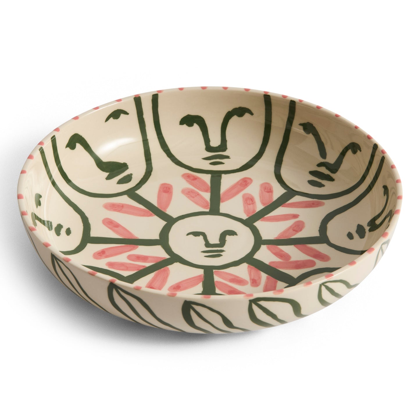 Ceramic bowl with decorative patterns on a white background