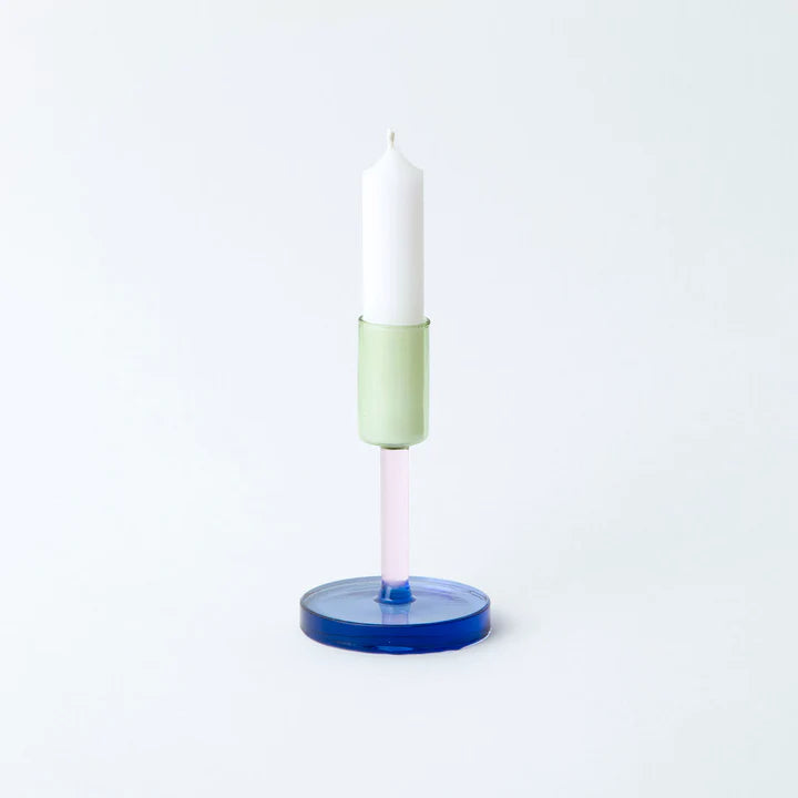 
                      
                        Duo Tone Glass Pink & Green Candlestick Holder
                      
                    