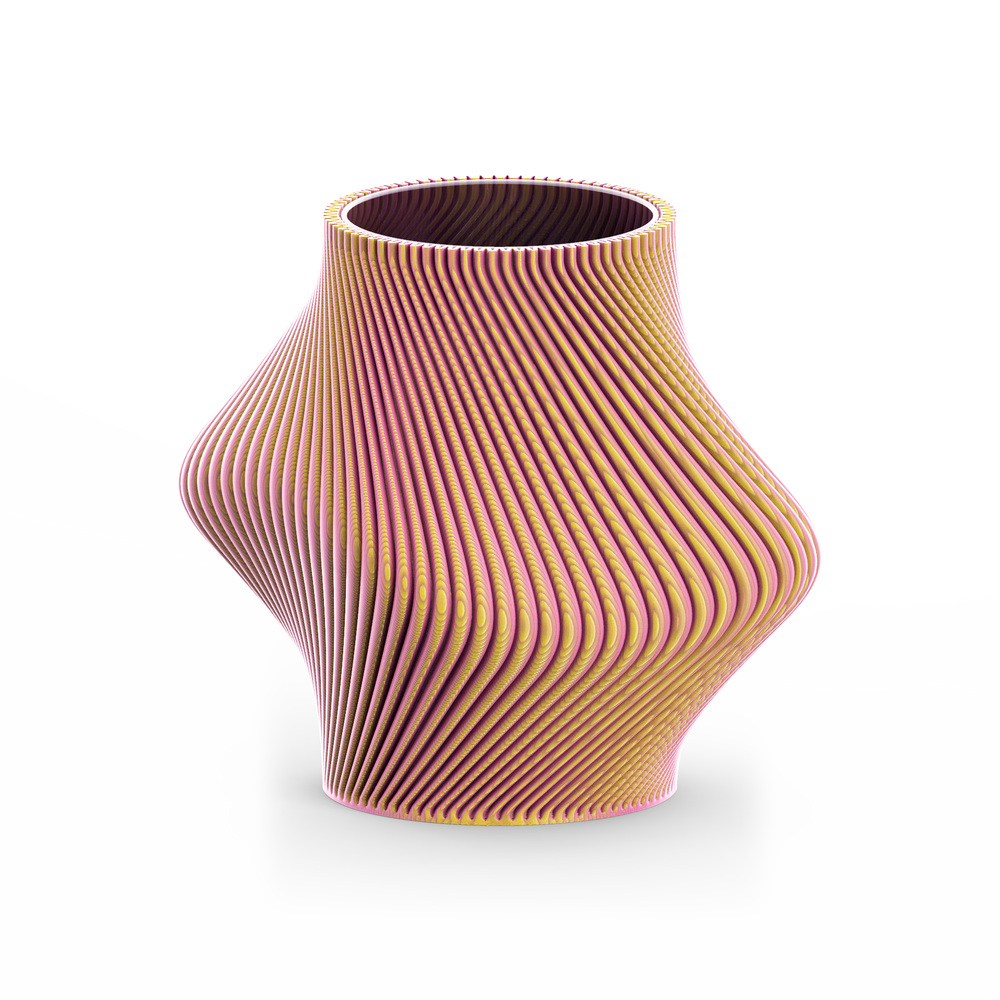 
                      
                        An abstract-shaped 3D printed short vase.
                      
                    