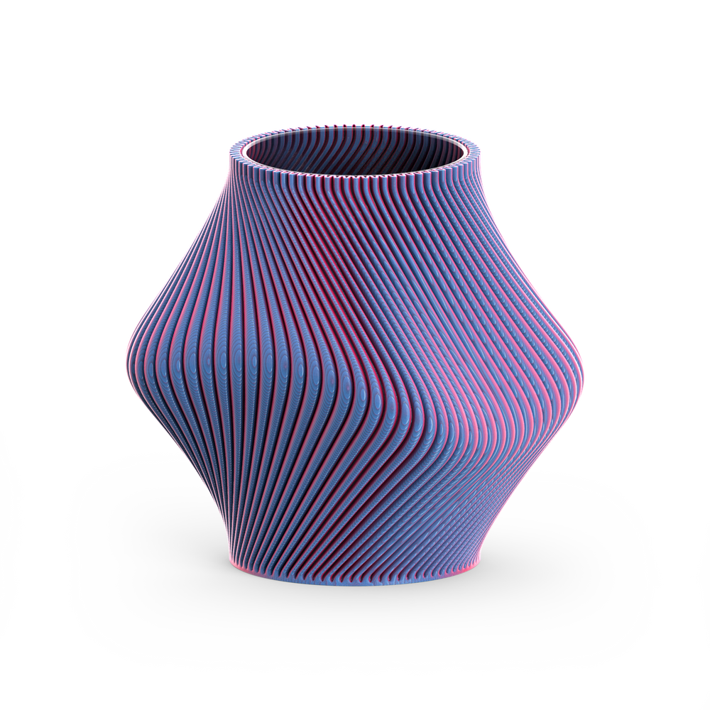 
                  
                    An abstract-shaped 3D printed short vase.
                  
                