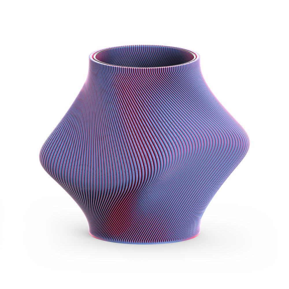 
                      
                        An abstract-shaped 3D printed short vase.
                      
                    