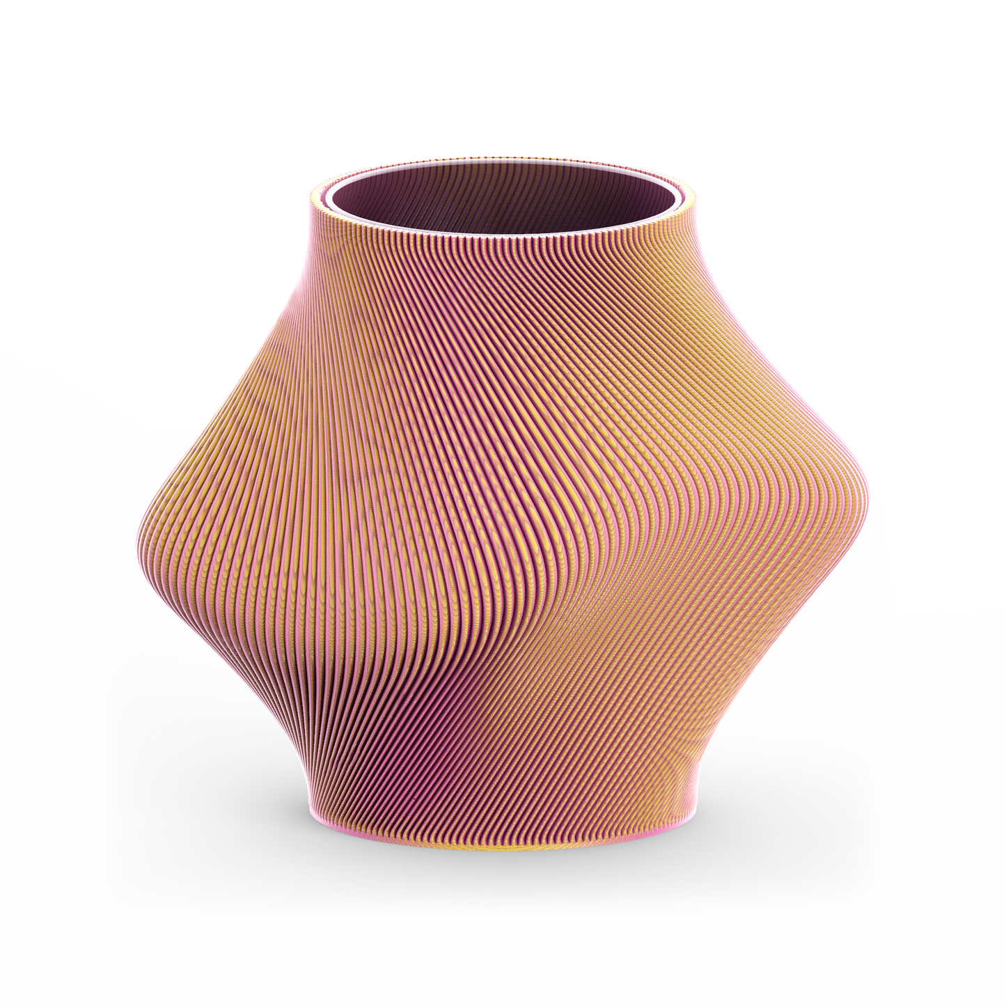 An abstract-shaped 3D printed short vase.