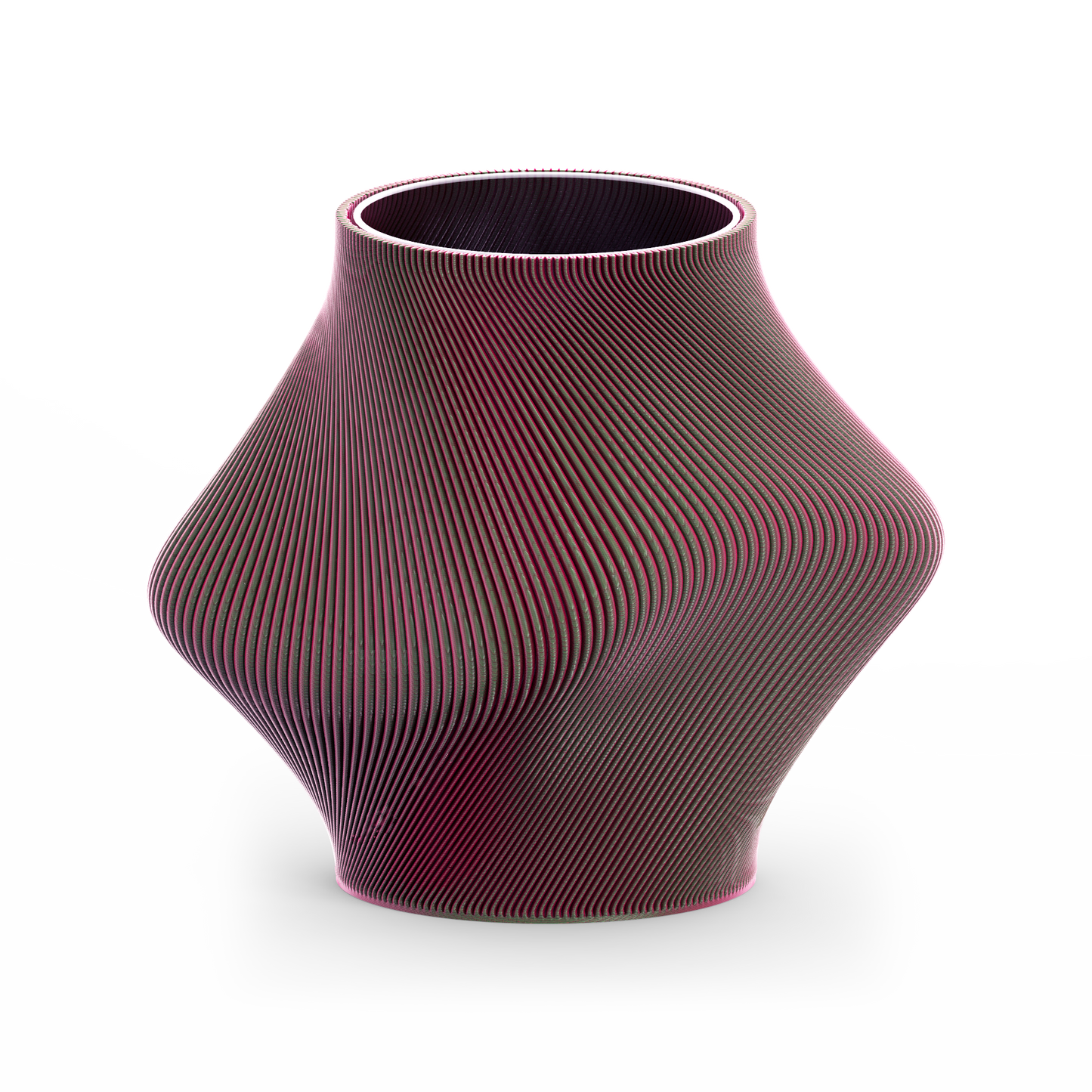 An abstract-shaped 3D printed short vase.