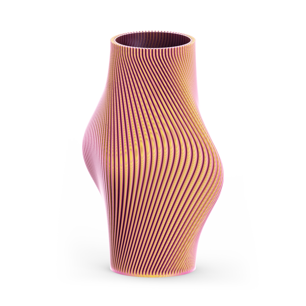 
                  
                    An abstract-shaped 3D printed long vase.
                  
                