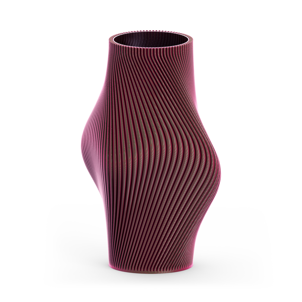 
                  
                    An abstract-shaped 3D printed long vase.
                  
                