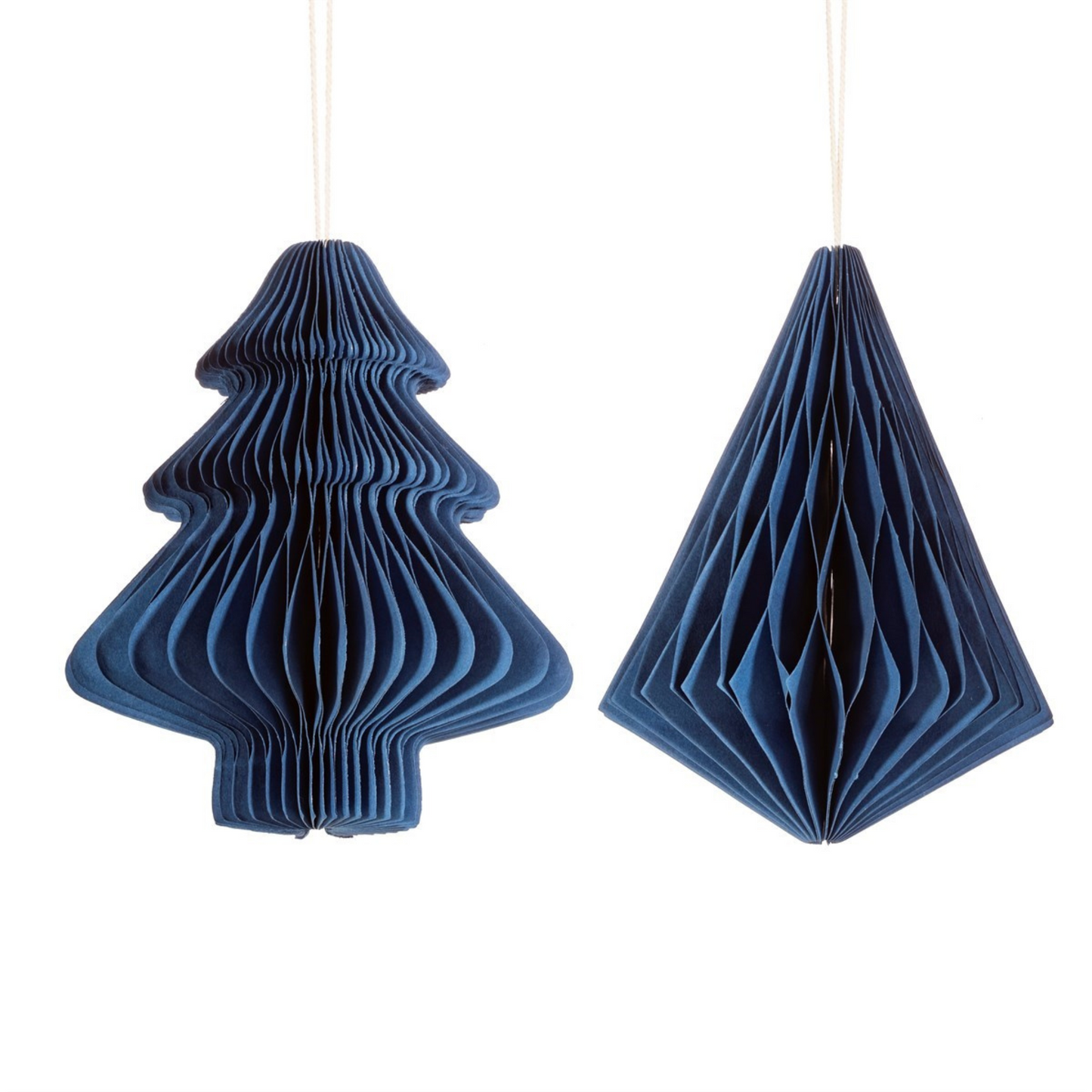 blue tree and diamond shape honeycombe decoration.