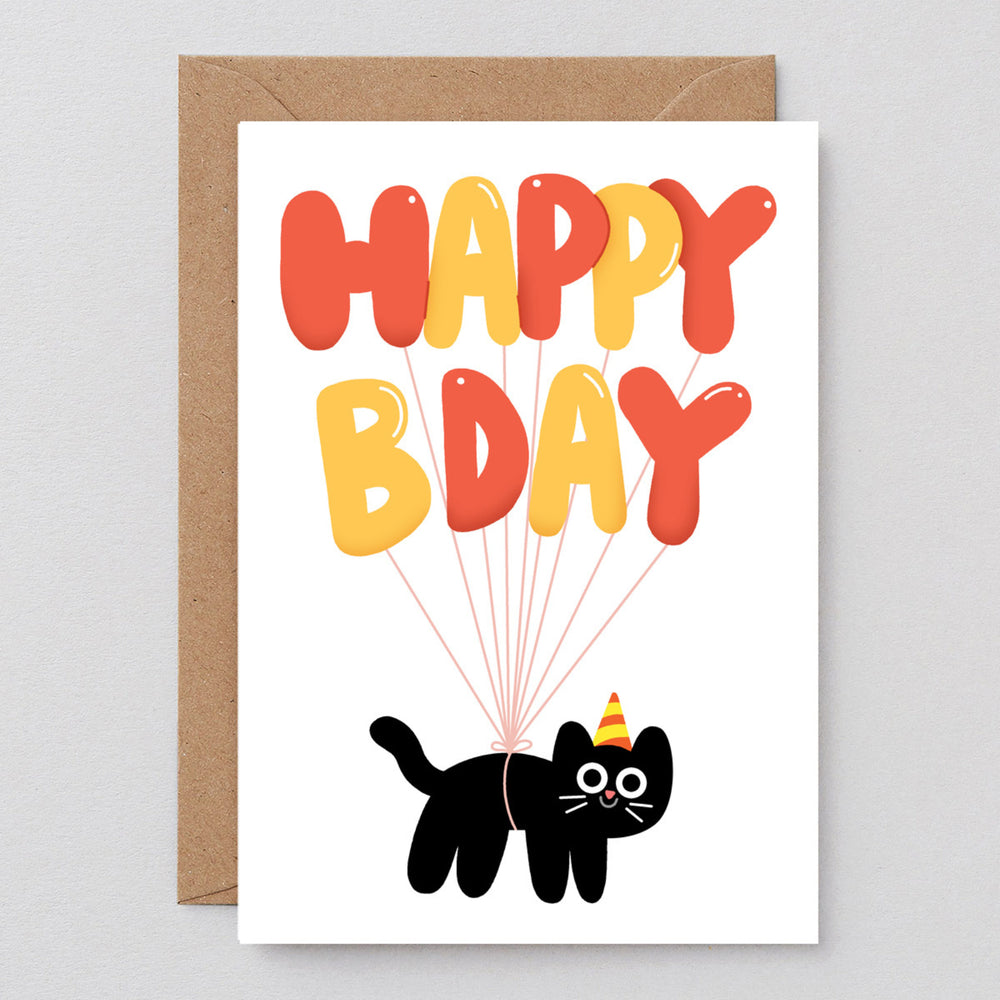 Cat Balloons Birthday Card