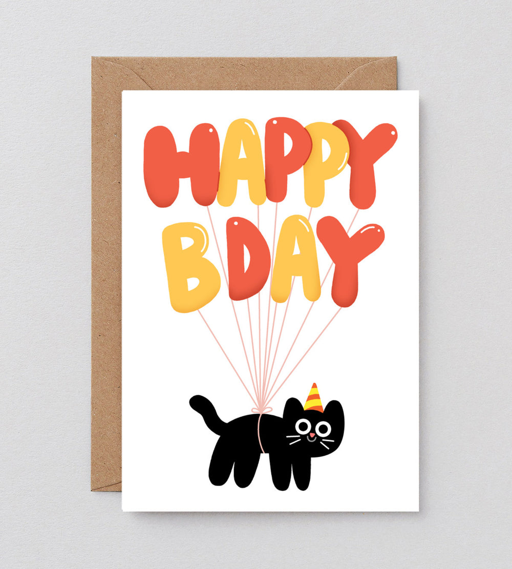 Cat Balloons Birthday Card