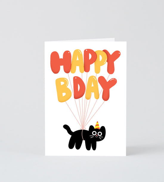 Cat Balloons Birthday Card