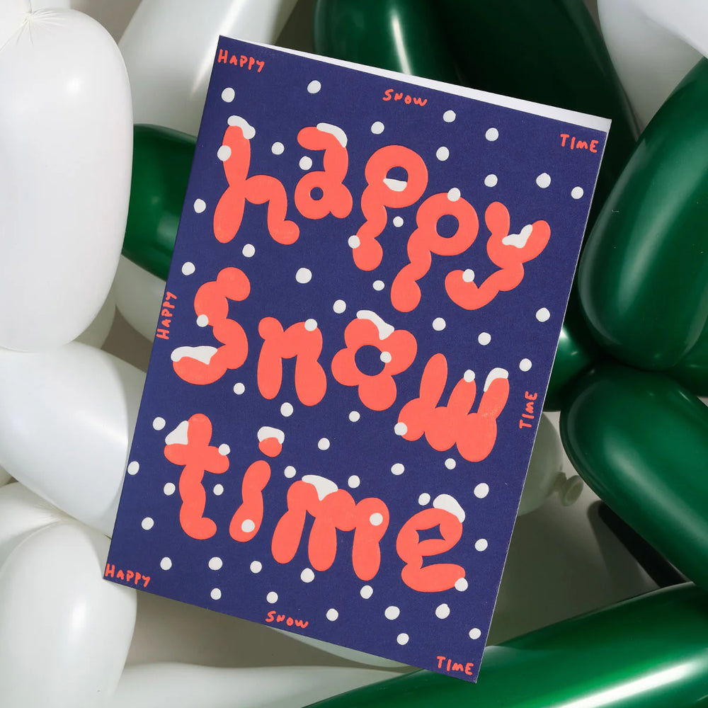 Happy Snow Time Embossed Christmas Card