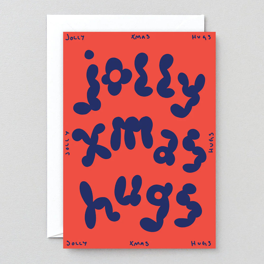 Jolly Xmas Hugs Embossed Christmas Card