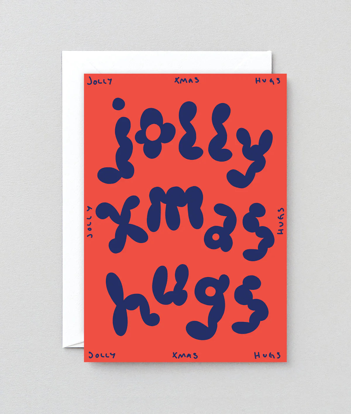 Jolly Xmas Hugs Embossed Christmas Card