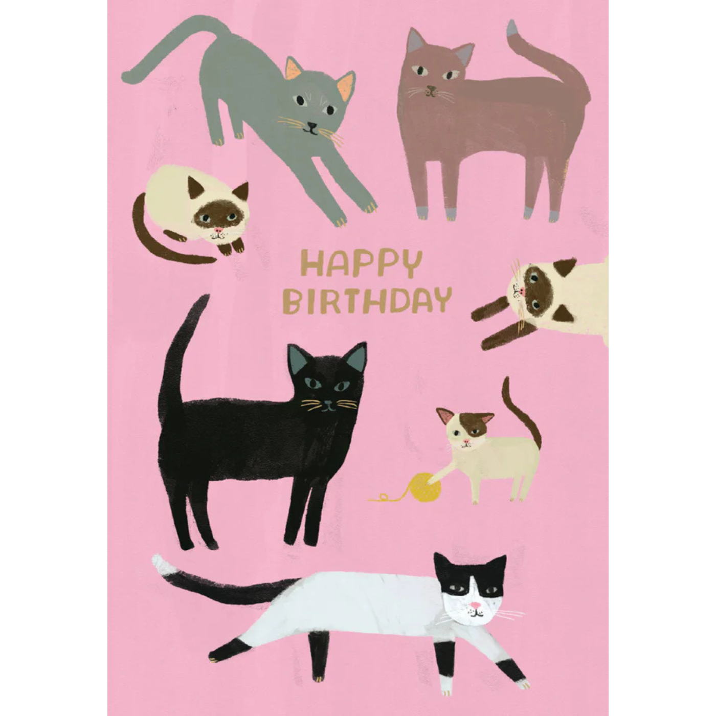 Cats on Pink Birthday Petite Card