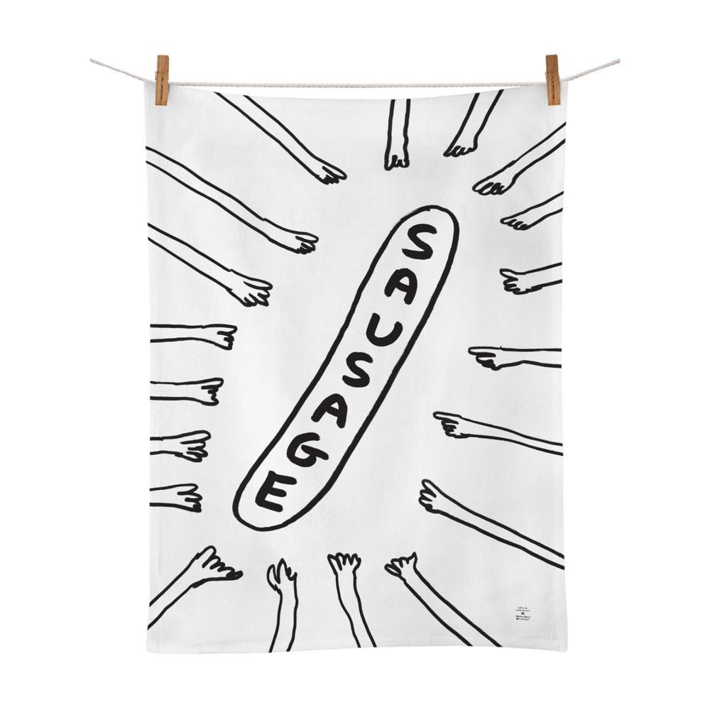 Sausages David Shrigley Tea Towel