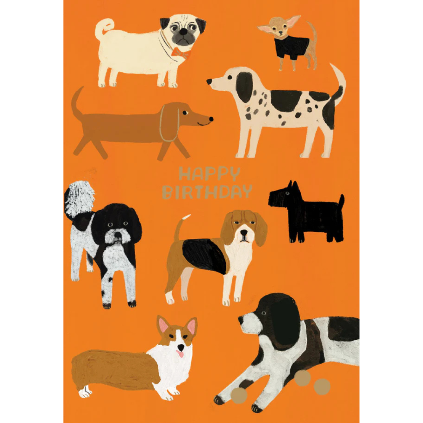 Dogs on Orange Birthday Petite Card