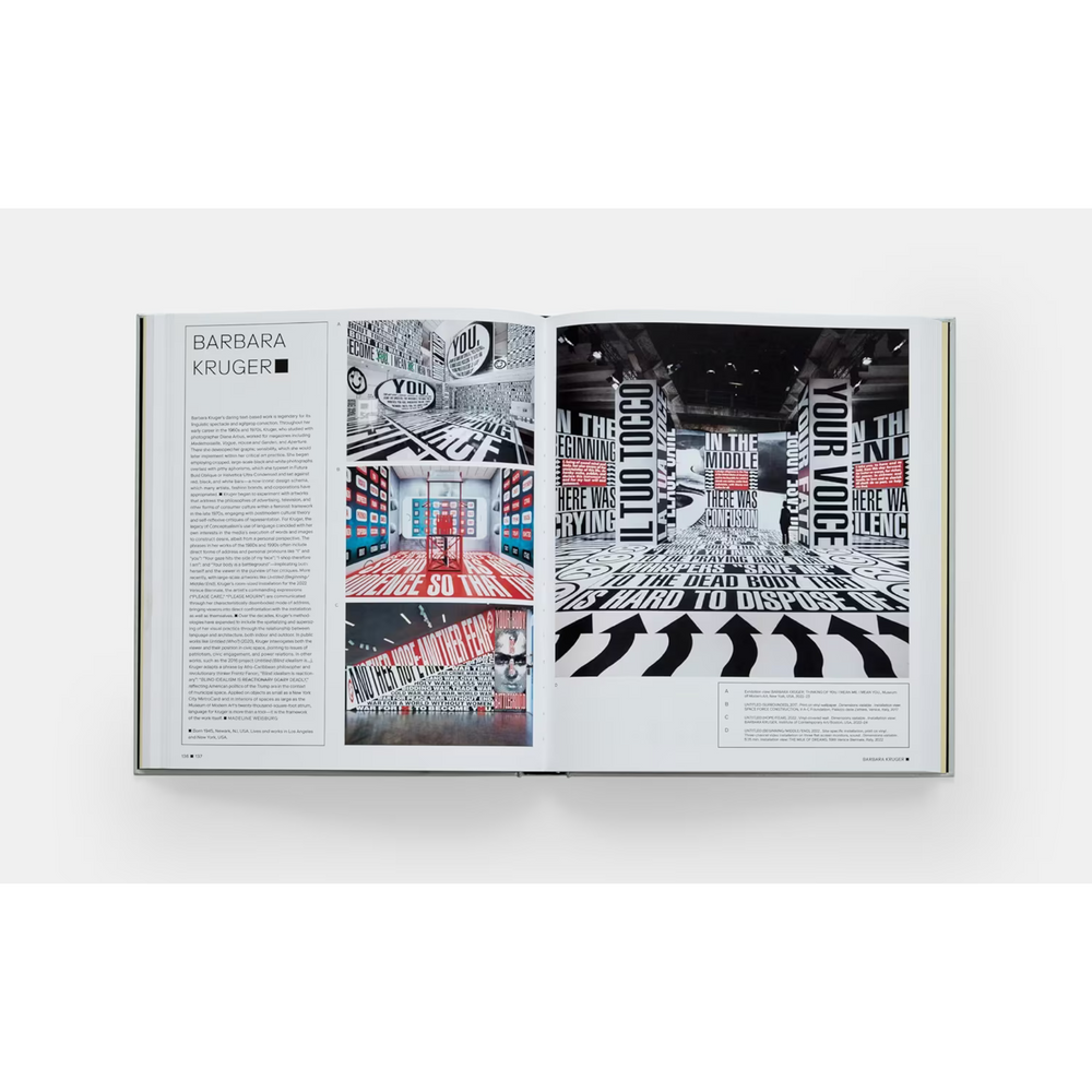 
                      
                        Internal double page spread of Vitamin Txt, featuring Barbara Kruger.
                      
                    