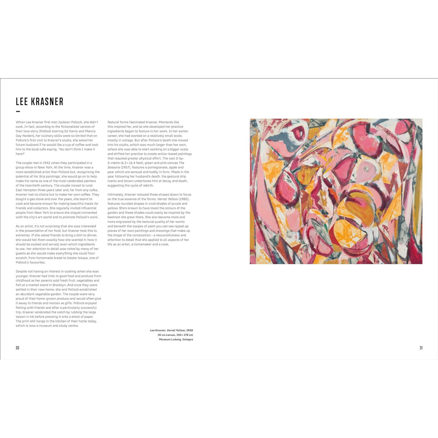 Page about Lee Krasner with painting