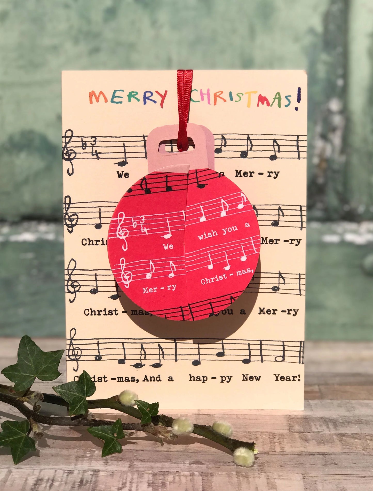 Wish You a Merry Christmas Pop-up Bauble Card