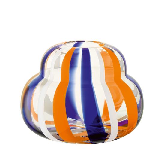 Folk Vase Short - Blue & Orange