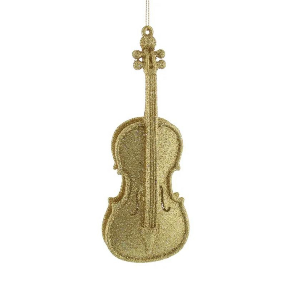 Gold Glitter Violin Hanging Decoration