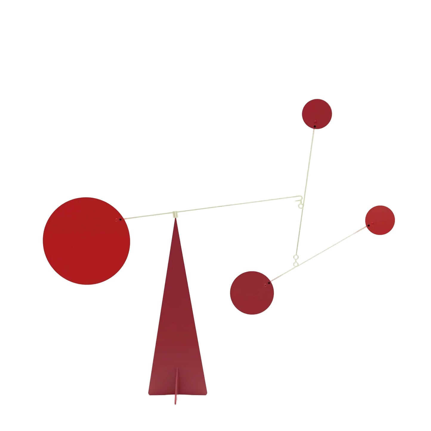 Abstract art piece with red geometric shapes on a white background
