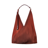 Brown pleated handbag on a white background