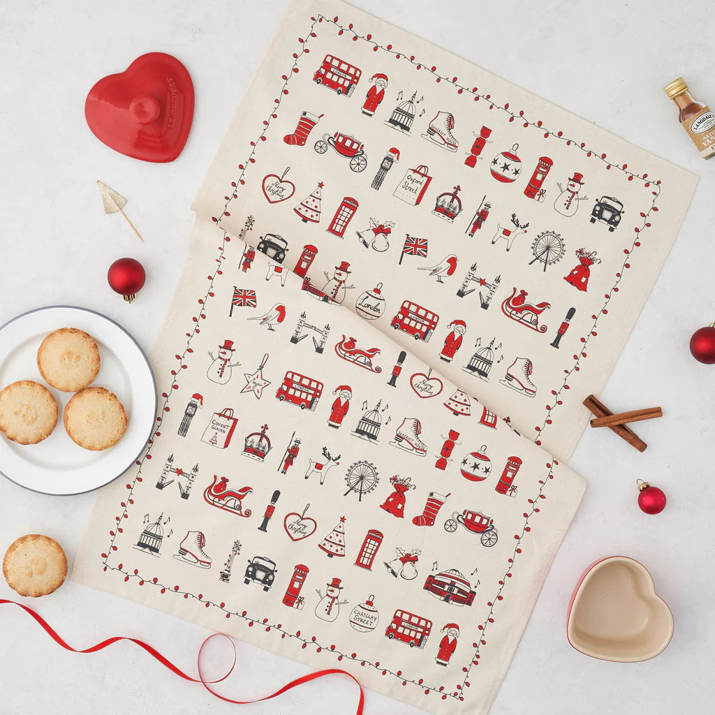 London Christmas Tea Towel