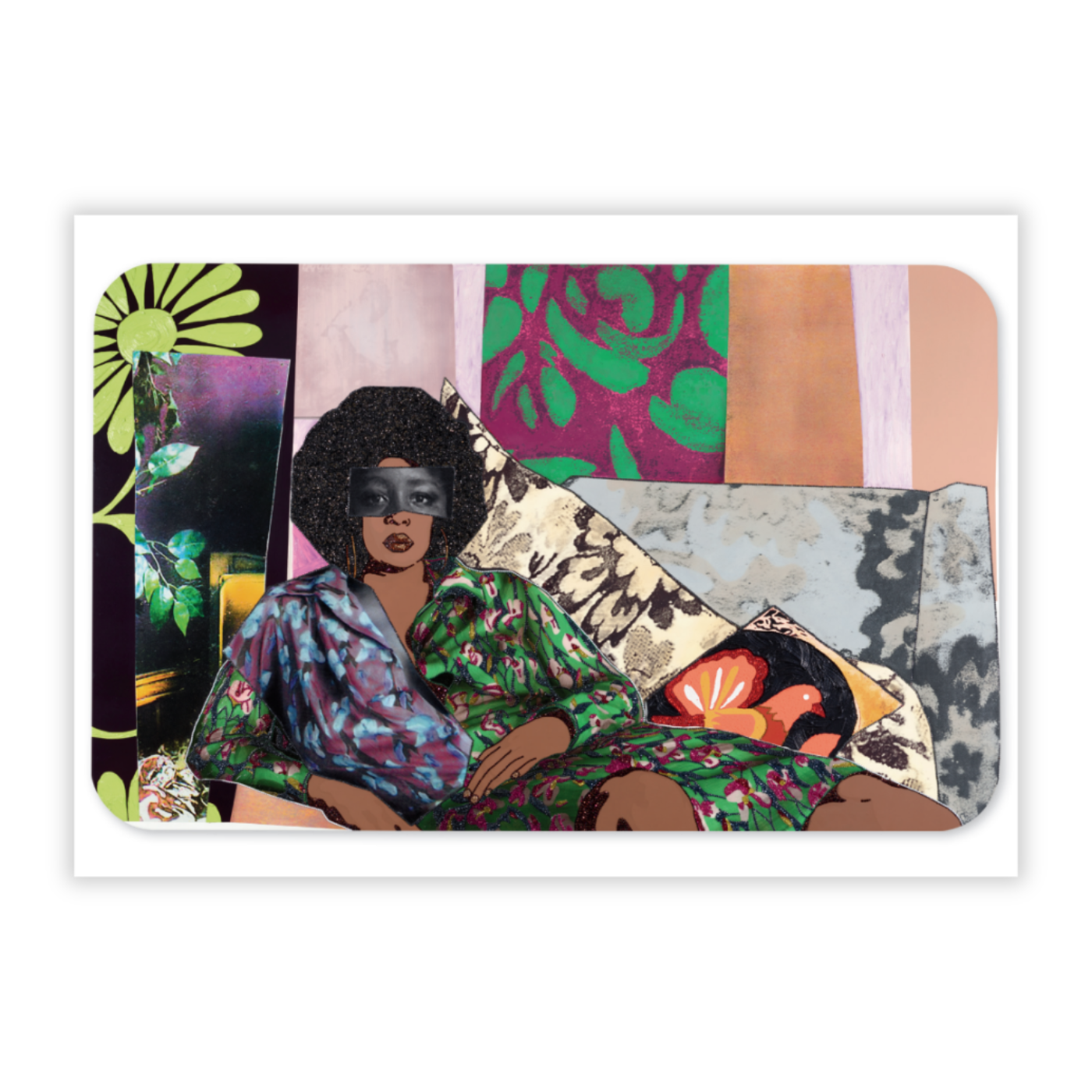 Mickalene Thomas: Afro Goddess Looking Forward Mantlepiece Postcard