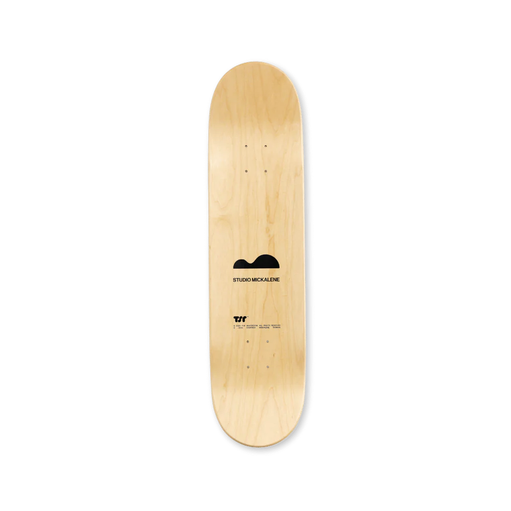 Back side of the Tres Belle Negresse skateboard wall art.