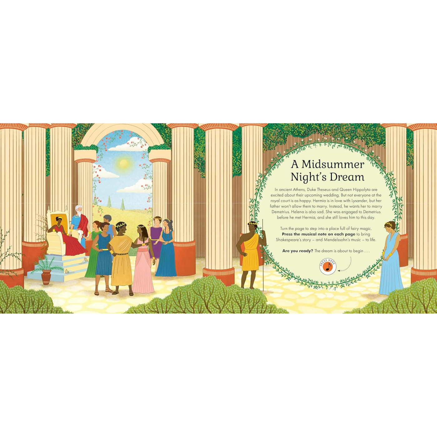 Internal double page spread of The Story Orchestra Midsummer Night's Dream.