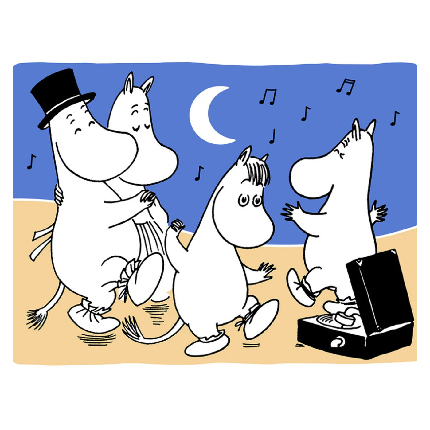 Moonlight Beach Party Moomin Greeting Card